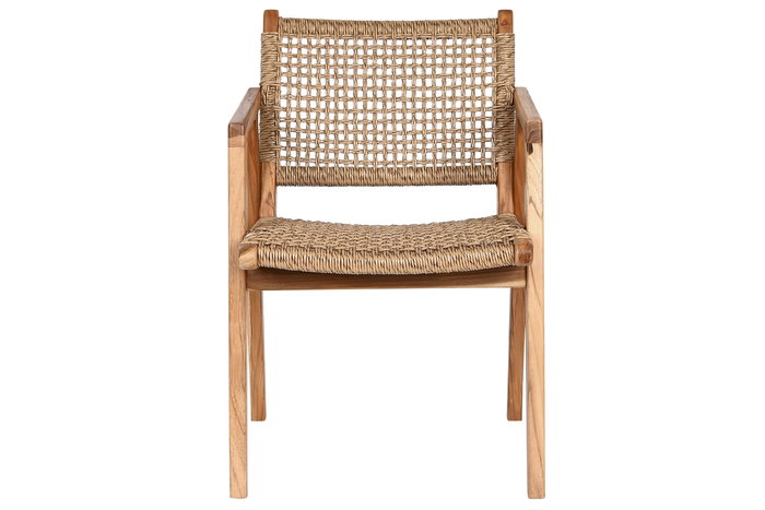 DKD Home Decor Silla Natural Marron Claro 60 x 85 x 55 cm Ratán Sintético Teca