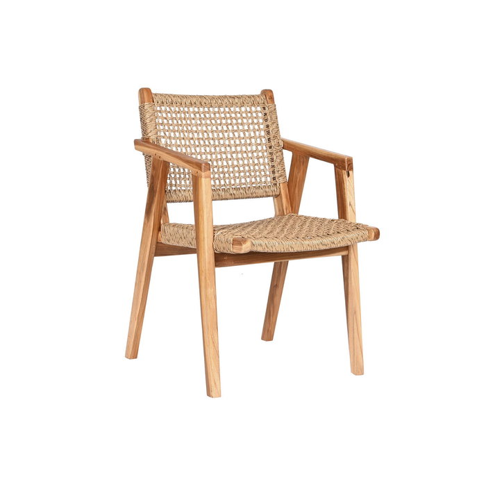 DKD Home Decor Silla de Teca y Ratán Sintético Natural
