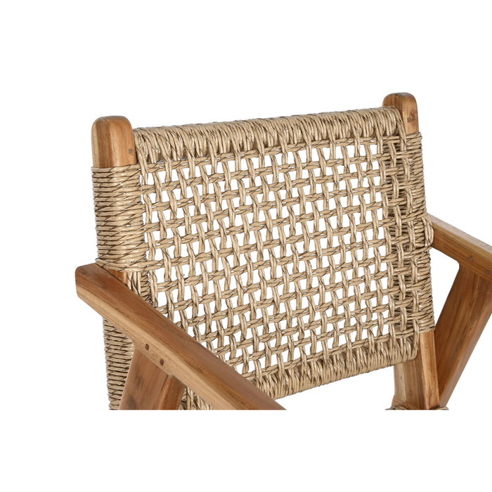DKD Home Decor Silla de Teca y Ratán Sintético Natural