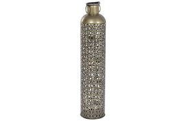 DKD Home Decor Jarrón de Hierro Tallado Dorado 19x19x84 cm