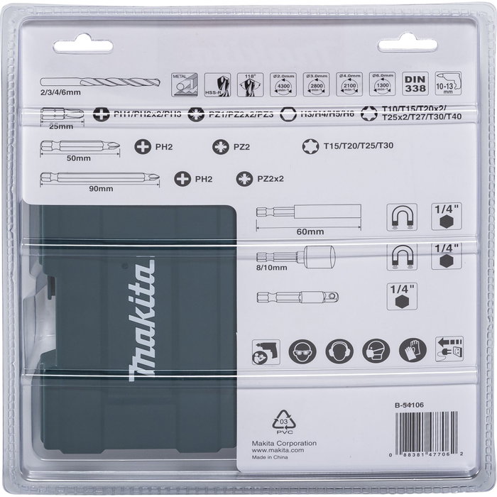 Makita Juego de Brocas y Puntas de 38 Piezas