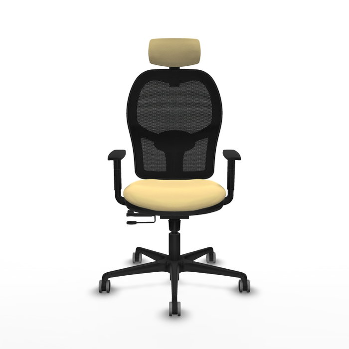 PIQUERAS Y CRESPO Silla de oficina Jorquera con mecanismo Sincro/Traslack, Crema y Negro