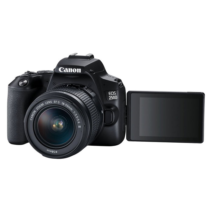 Canon EOS 250D Kit Cámara Réflex Digital 24.1 MP APS-C CMOS 4K UHD Pantalla Táctil Vari-Ángulo con Objetivo EF-S 18-55mm f/3.5-5.6 IS III - Negro Canon EOS 250D Kit Cámara Réflex Digital 24.1 MP APS-C CMOS 4K UHD Pantalla Táctil Vari-Ángulo con Objetivo EF-S 18-55mm f/3.5-5.6 IS III - Negro