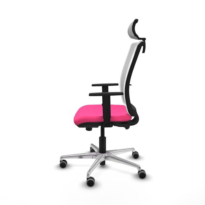 PIQUERAS Y CRESPO Silla de oficina Haches Rosa y Blanco con Mecanismo Sincro/Traslack