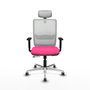 PIQUERAS Y CRESPO Silla de oficina Haches Rosa y Blanco con Mecanismo Sincro/Traslack