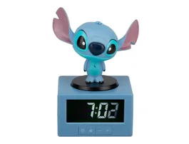 Wondee Despertador Digital Lampara Lilo & Stitch de Disney con Luz Nocturna y Alarma Musical, Figurita de Stitch, 16.5 cm, Sin Pilas