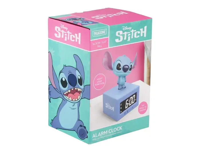 Wondee Despertador Digital Lampara Lilo & Stitch de Disney con Luz Nocturna y Alarma Musical, Figurita de Stitch, 16.5 cm, Sin Pilas