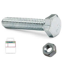 Duver Tornillo Rosca Metal Cabeza Hexagonal Din 933 Con Tuerca Cincado Metrica M-10 Largo 50Nm