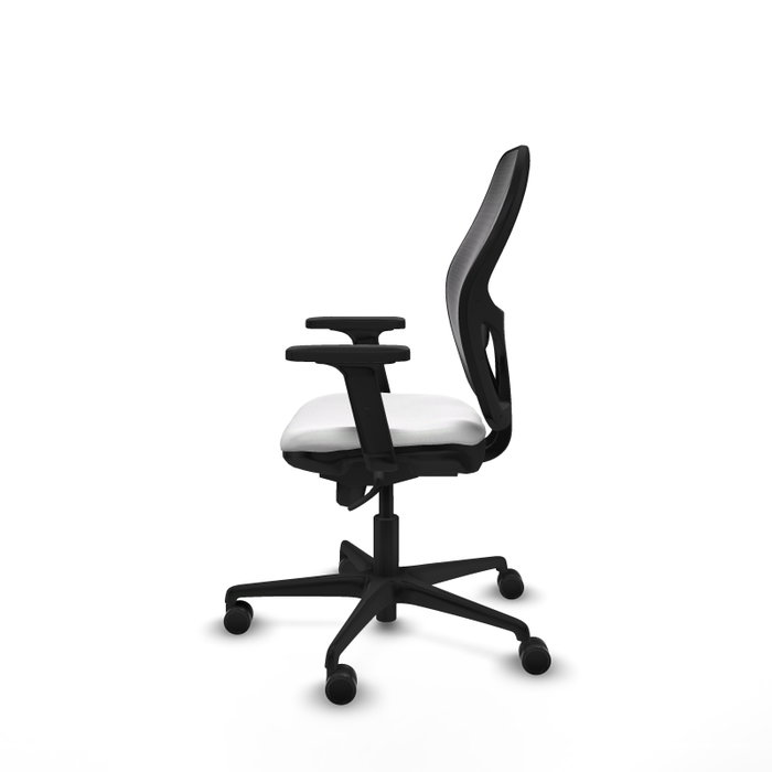 PIQUERAS Y CRESPO Silla de oficina Jorquera con mecanismo Sincro, tela blanca y malla negra PIQUERAS Y CRESPO Silla de oficina Jorquera con mecanismo Sincro, tela blanca y malla negra