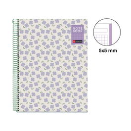 Bloc Miquelrius Natura Notebook 1 Micro.Tapa Dura A4 80H 90Gr Cuadric.5X5 Violetas
