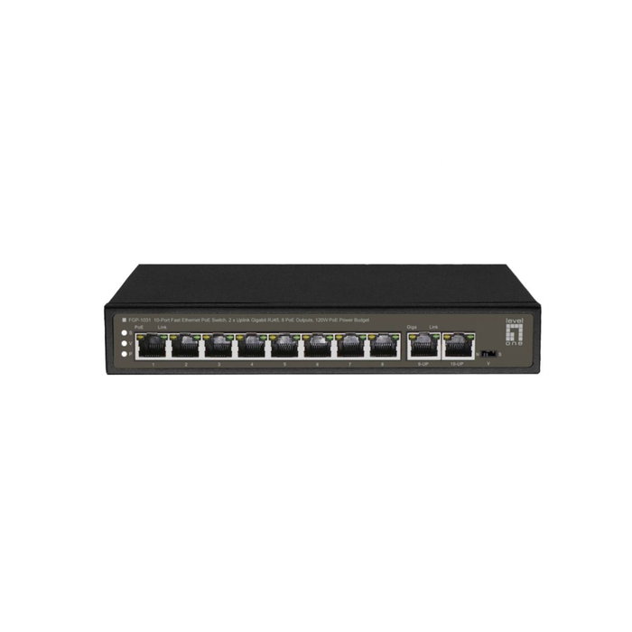 LevelOne FGP-1031 Switch PoE de 10 Puertos (8x FE, 2x GE, 120W) LevelOne FGP-1031 Switch PoE de 10 Puertos (8x FE, 2x GE, 120W)