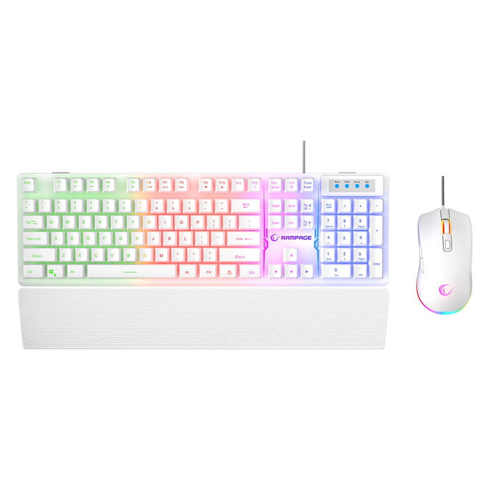 Rampage Fortuna Conjunto de Teclado y Mouse Gaming Blanco con Retroiluminación RGB Rampage Fortuna Conjunto de Teclado y Mouse Gaming Blanco con Retroiluminación RGB