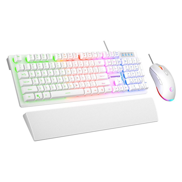 Rampage Fortuna Conjunto de Teclado y Mouse Gaming Blanco con Retroiluminación RGB Rampage Fortuna Conjunto de Teclado y Mouse Gaming Blanco con Retroiluminación RGB