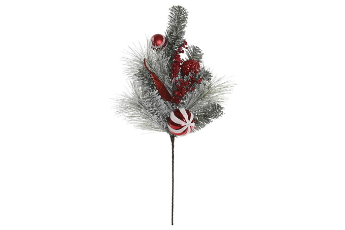 DKD Home Decor Rama Navidad Tradicional Blanco Rojo PVC 6 Unidades 12 x 56 x 25 cm