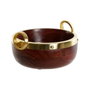 DKD Home Decor Bol de Acacia y Aluminio Marrón y Dorado 19x17x10 cm