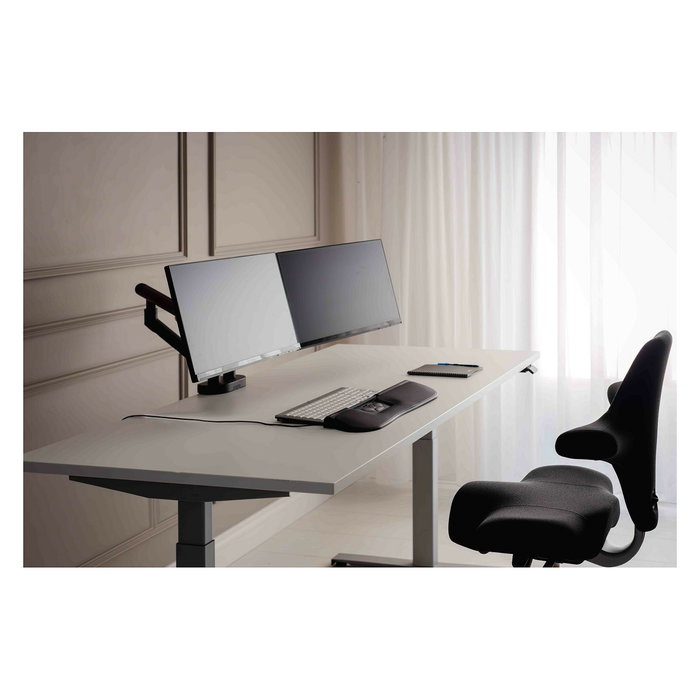 BakkerElkhuizen BE Flexible Dual Soporte de Monitor Abrazadera para 2 Pantallas 17-35 pulgadas, 20 kg Máx., Negro