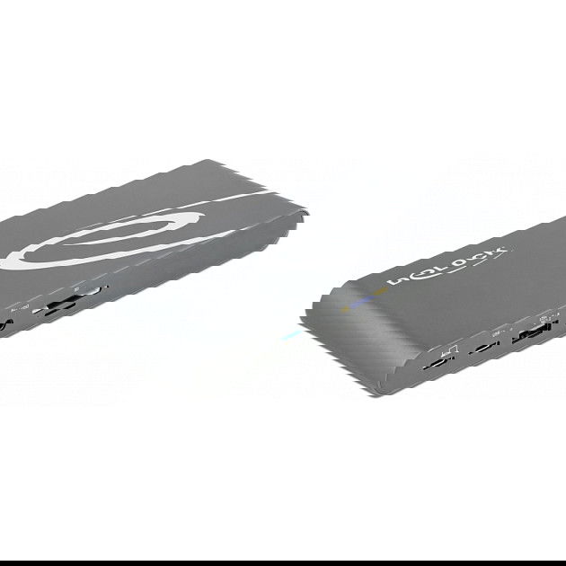 DeLOCK Docking Station USB-C Thunderbolt 3 con 2 DisplayPort 1.4, 1 HDMI, 3x USB 3.2, Ethernet RJ45, Lector de Tarjetas SD/MicroSD, Audio 3.5 mm y PD 3.0 - Color Gris