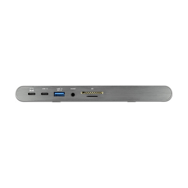 DeLOCK Docking Station USB-C Thunderbolt 3 con 2 DisplayPort 1.4, 1 HDMI, 3x USB 3.2, Ethernet RJ45, Lector de Tarjetas SD/MicroSD, Audio 3.5 mm y PD 3.0 - Color Gris