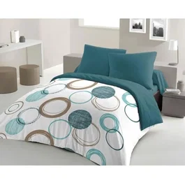 Home Linge Passion Juego de edredón Audace - edredón 240 x 260 cm + 2 fundas de almohada 63x63 cm - Azul pato