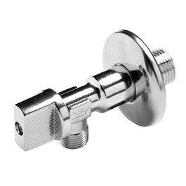 MT Válvula Escuadra Antical con Mando Metálico Ø½ x 3/8 Pulgada, Latón Cromado, Acero Inox, Cierre 1/4 Vuelta, 10 Bar, -10 a 90°C