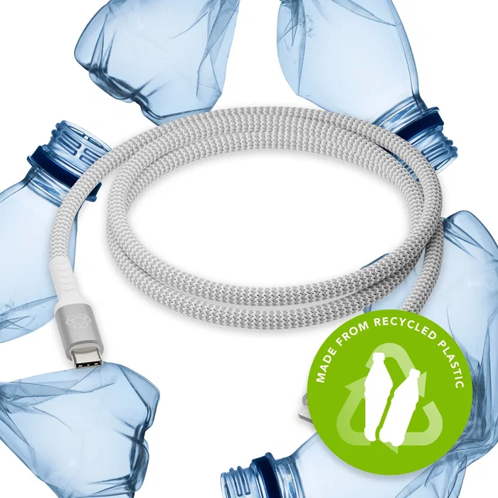 Dbramante1928 CB12CLGR7117 Cable de Carga Lightning a USB-C Macho, 1.2m, Blanco, Trenzado, 100% Plástico Reciclado, 480Mbit/s