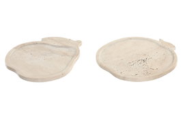 DKD Home Decor Centro de Mesa de Mármol con Frutas, Beige, 2 Unidades