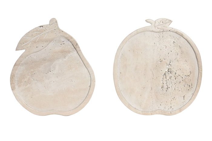 DKD Home Decor Centro de Mesa de Mármol con Frutas, Beige, 2 Unidades