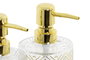 DKD Home Decor Set de 4 Dispensadores de Cristal y ABS Dorado 450 ml