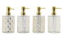 DKD Home Decor Set de 4 Dispensadores de Cristal y ABS Dorado 450 ml