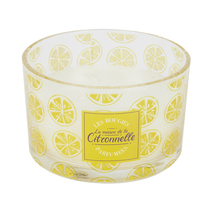 Home Deco Factory Vela Citronela 3 Mechas Antimoustique Recipiente Vidrio 370g Duración 28h