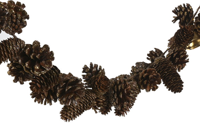 DKD Home Decor Guirnalda Navidad Led Piña Dorado Plateado Natural 8 x 120 x 8 cm (2 Unidades)