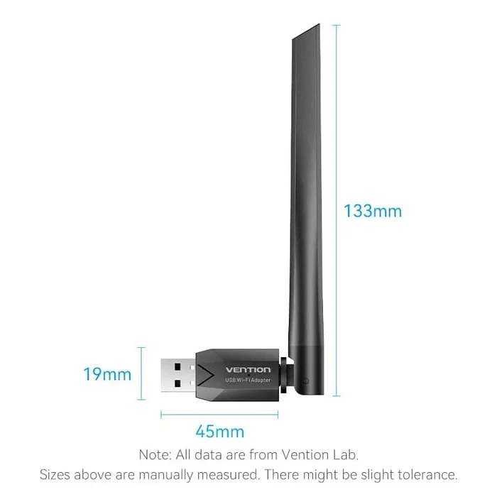 Vention Adaptador USB-A Wi-Fi 650Mbps KDTB0 Negro