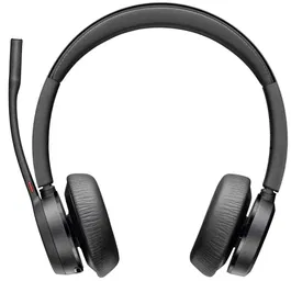 POLY Voyager 4300 UC Auriculares Inalámbricos Bluetooth para Oficina, Negro, 47h Batería, Bluetooth 5.1, USB-C, Diadema, Referencia 76U50AA