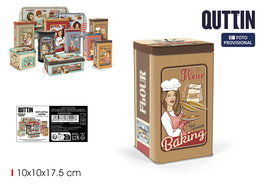 Quttin Bote para Harina de Metal 10 x 10 x 17.5 cm (12 Unidades)