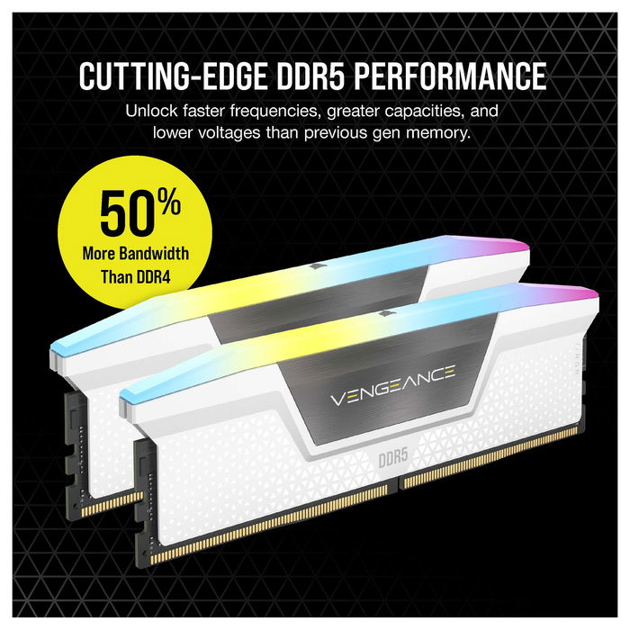 Corsair CMH64GX5M2B6000Z30W 64GB (2x32GB) DDR5 6000MHz CL30 Vengeance RGB Blanco