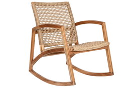 DKD Home Decor Mecedora Ratán Teca Natural Marrón Claro 84 x 85 x 62 cm