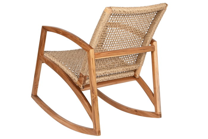 DKD Home Decor Mecedora Ratán Teca Natural Marrón Claro 84 x 85 x 62 cm
