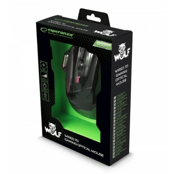 Raton esperanza egm201r mx201 wolf - cableado 7d gaming optical mouse usb - rojo