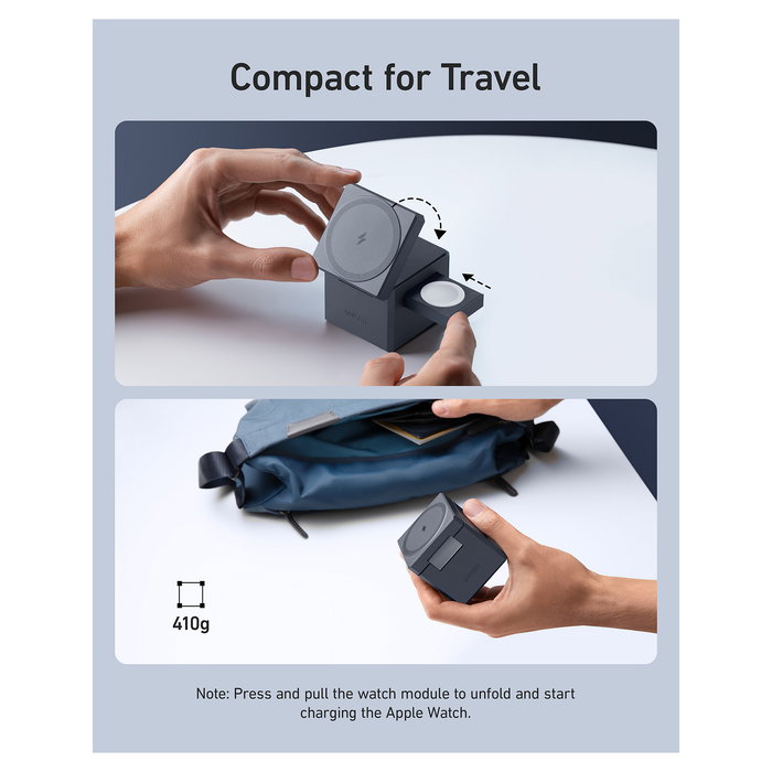 Anker Cargador 3 en 1 con MagSafe Cube para iPhone 15/14/13/12 - Negro, Carga Rápida 15W, Incluye Cable USB-C de 1.5 m