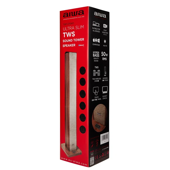 Aiwa TSBT-270WD Altavoz de Torre Madera Bluetooth 5.0 50W RMS Aiwa TSBT-270WD Altavoz de Torre Madera Bluetooth 5.0 50W RMS