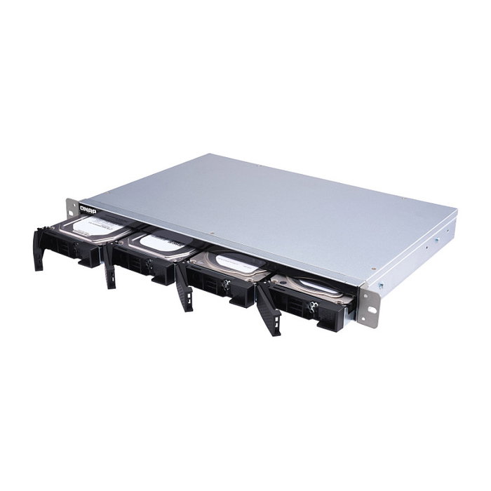QNAP TL-R400S - Unidad de Expansión JBOD SATA de 4 bahías para montaje en rack 1U, Carcasa HDD/SSD Hot-swap 2.5/3.5", SATA III 6 Gb/s, Negro/Gris