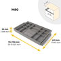 Emuca Kit de cajón organizador y bastidor regulable Quartz para armarios, guías de cierre suave y extracción total, Módulo 80cm, Acabado Titanio