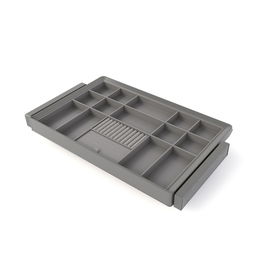 Emuca Kit de cajón organizador y bastidor regulable Quartz para armarios, guías de cierre suave y extracción total, Módulo 80cm, Acabado Titanio