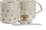 DKD Home Decor Set de 3 Azucareros Topitos Beige en Gres