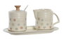 DKD Home Decor Set de 3 Azucareros Topitos Beige en Gres