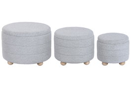DKD Home Decor Set de 3 Reposapiés con Almacenaje Interior Verde y Marrón