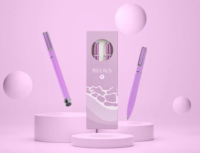 Belius Endless Summer Juego Bolígrafo y Roller Aluminio Morado y Plateado Tinta Azul Caja Diseño