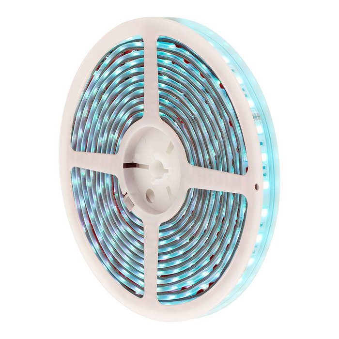 EDM Tira LED RGB Adhesiva 5m, Control por App Tuya y Mando, 4.5W/m, 24V DC, IP65, 60 LEDs/m, Cortable, con Transformador y Accesorios