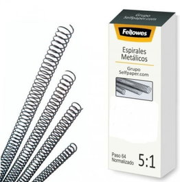 FELLOWES Caja de 25 Espirales Metálicos Negros 46mm Paso 5:1