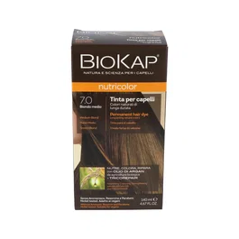 BIOKAP Tinte para el Cabello Medium Blond Dye 140Ml - Rubio Medio Nivel 7.0 - Tinte Vegetal Cobertor de Canas